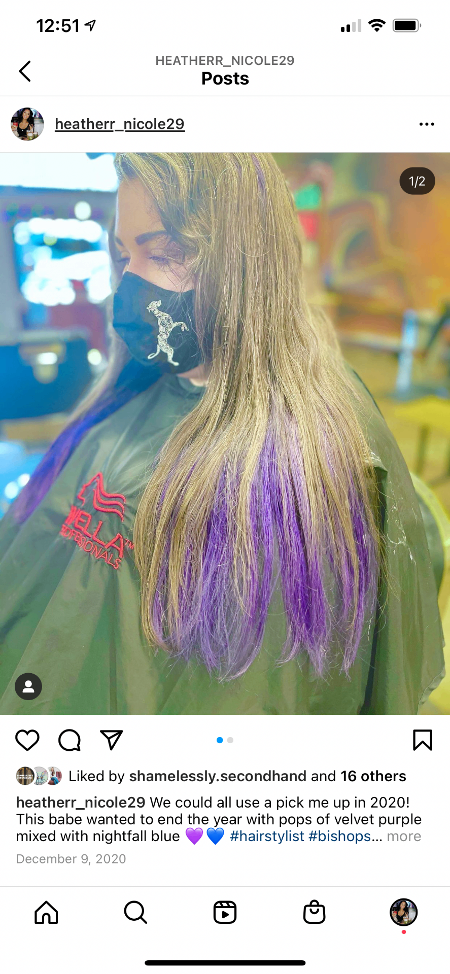 Blonde hair with velvet purple tips