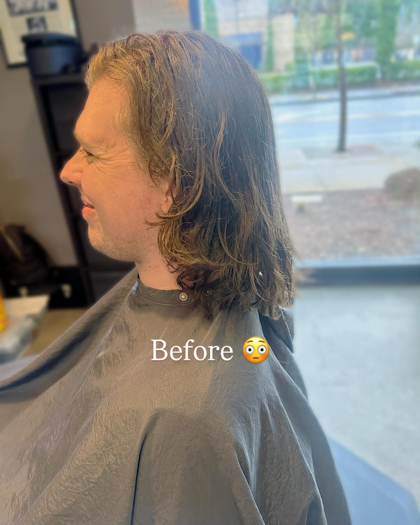 Long shaggy hair, before photo