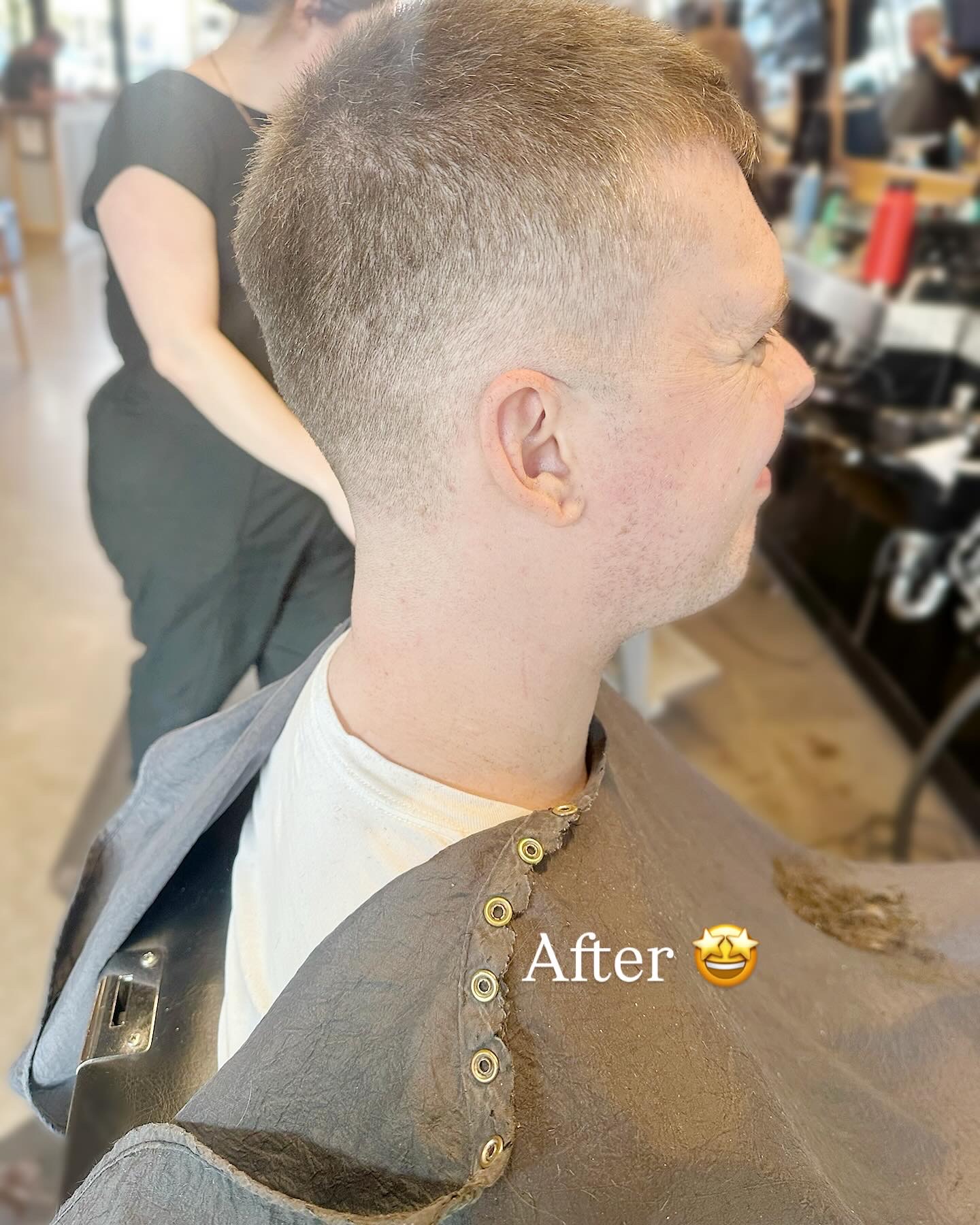 Clean buzz cut, after photo