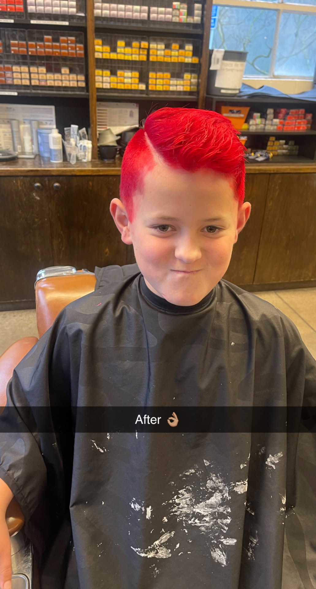 Vibrant red color and fresh cut on a young client